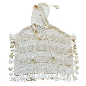 Kate Spade Broome Street Women's Poncho Blouse Top XS Fringe Pom Knit Sweater